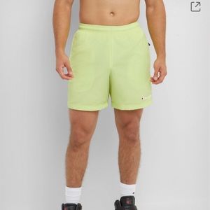 Canary Yellow Nylon Warm-Up Shorts Mesh Liner Script Logo Men’s Shorts• Sz M